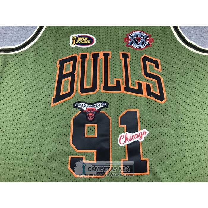 Camiseta Chicago Bulls Dennis Rodman NO 91 Mitchell & Ness 1997-98 Verde